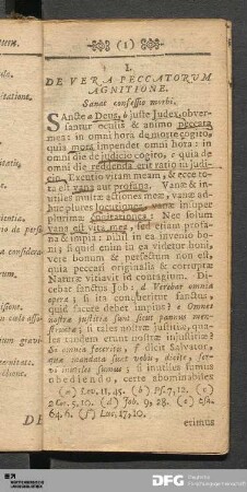I. De Vera Peccatorum Agnitione.