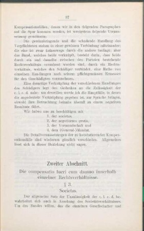 Zweiter Abschnitt. Die compensatio lucri cum damno innerhalb einzelner Rechtsverhältnisse.