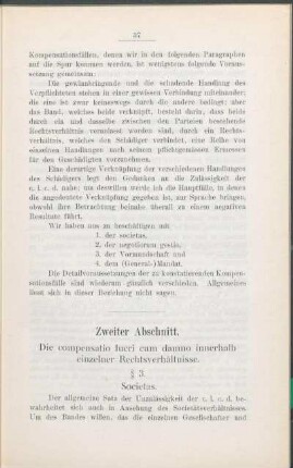 Zweiter Abschnitt. Die compensatio lucri cum damno innerhalb einzelner Rechtsverhältnisse.
