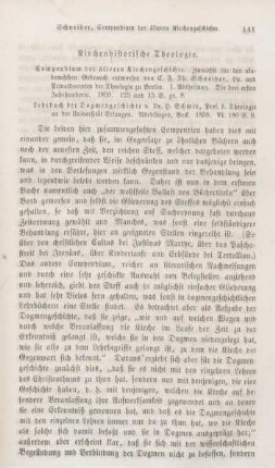 141-151 Kirchenhistorische Theologie