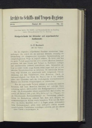Röntgenbefunde bei klinischer und experimenteller Amöbenruhr.