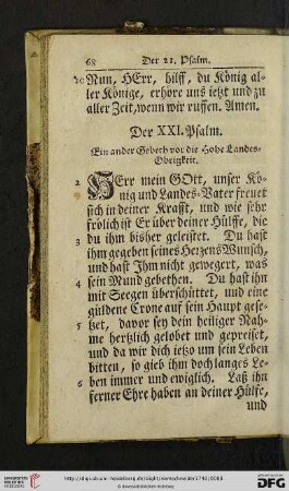 Der XXI. Psalm - Der XXX. Psalm