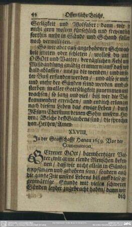 XXVIII. In der Graffschafft Hanau 1659. Vor der Communion