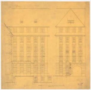 AEG-Hauptverwaltungsgebäude, Berlin: Flügelbau: Fassadenansichten der Rückseite, 1:50