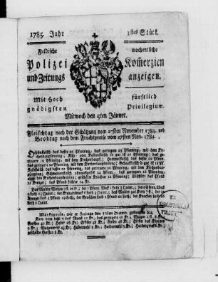 1tes Stück., Ausgabe vom 5. Januar 1785