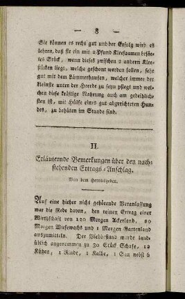 II. Erläuternde Bemerkungen über den nachstehenden Ertrags-Anschlag