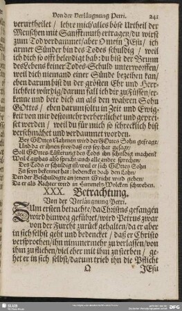 XXX. Betrachtung. Von der Verläugnung Petri