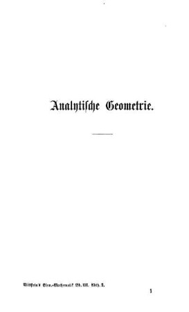 Analytische Geometrie.