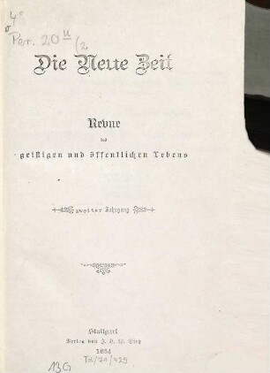 Die neue Zeit : Wochenschrift der Deutschen Sozialdemokratie. 2. 1884