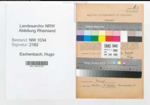 Entnazifizierung Hugo Eschenbach , geb. 14.10.1912 (Oberleutnant)
