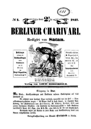 Berliner Charivari. N[umer]o 1.