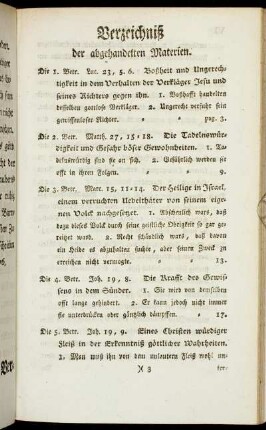 Verzeichniß der abgehandelten Materien.