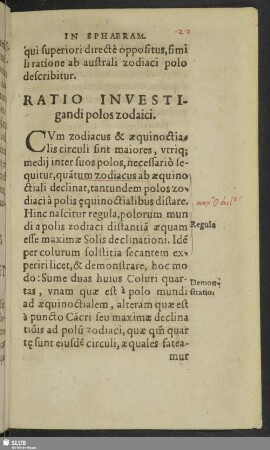 Ratio Investigandi polos zodaici