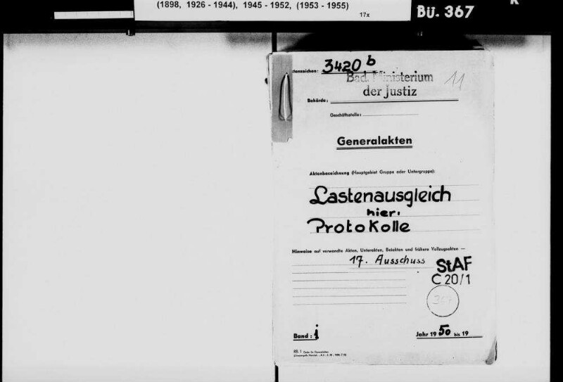 Protokolle des Bundesrats- und des Bundestags-Ausschusses für den Lastenausgleich