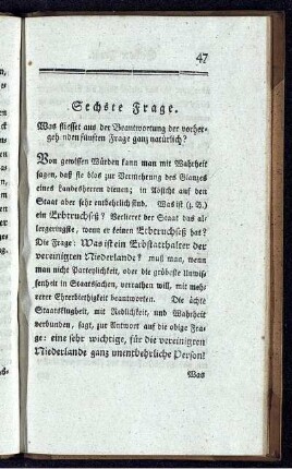 Sechste Frage. Was fliesset aus der Beantwortung der vorhergehenden fünften Frage ganz natürlich?