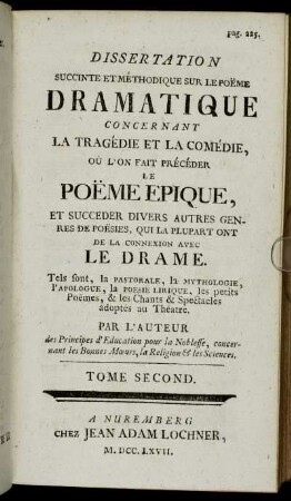 Dissertation Succinte Et Méthodique Sur Le Pöeme Dramatique...Tome Second.