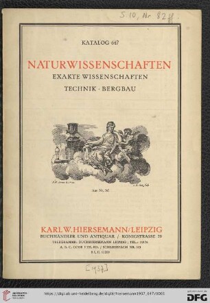 Nr. 647: Katalog: Naturwissenschaften, exakte Wissenschaften, Technik, Bergbau
