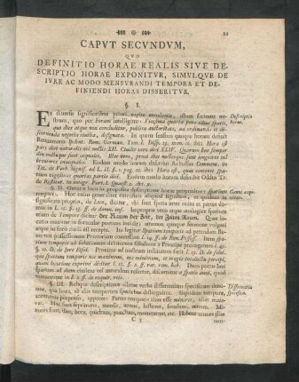 Caput Secundum, Quo Definitio Horae Realis Sive Descriptio Horae Exponitur ...