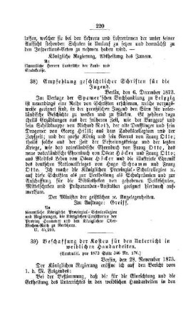Empfehlung geschichtlicher Schriften für die Jugend : [V. Volksschulwesen]