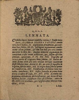 Diss. de origine vera traditionis falsae de Ioanna Papissa