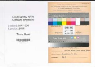 Entnazifizierung Hans Timm, geb. 24.05.1903 (Zollsekretaer)