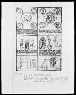 Evangeliar aus Metten — Zwei neutestamentliche Szenen mit ihren alttestamentarischen Typen in sechs Feldern, Folio 82recto