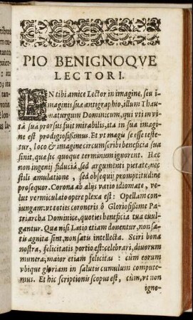 Pio Benignoque Lectori.