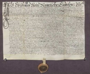 Gültbrief des Christmann Waltz und seiner Frau Appolonia von Dillstein gegen die Stiftsverwaltung zu Pforzheim