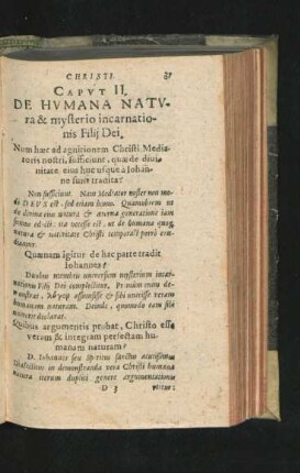 Caput II. De Humana Natura & mysterio incarnationis Filii Dei.