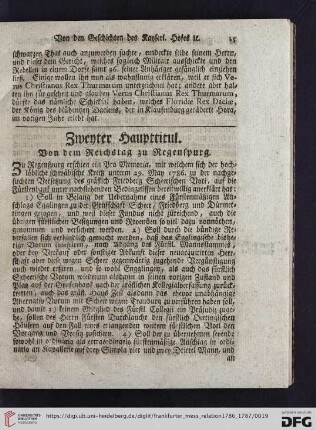 Zweyter Haupttitul: Von dem Reichstag zu Regenspurg