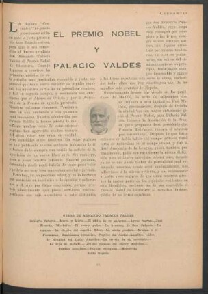 El Premio Nobel y Palacio Valdés