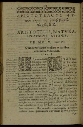 [...] Aristotelis, Naturalis Auscultationis, Seu De Motu, Liber VI.