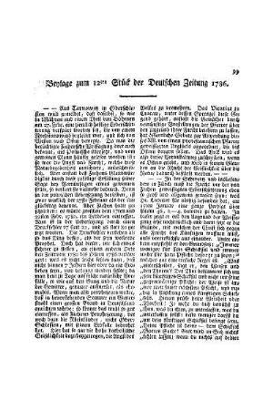 Beylage zum 12ten Stück der Deutschen Zeitung 1786