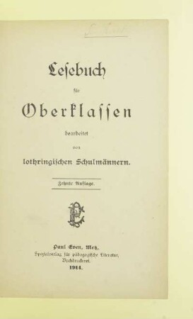 Lesebuch für Oberklassen