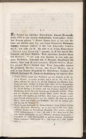 §. 1. [Lucas Cranach's Geburt und erste Erziehung]