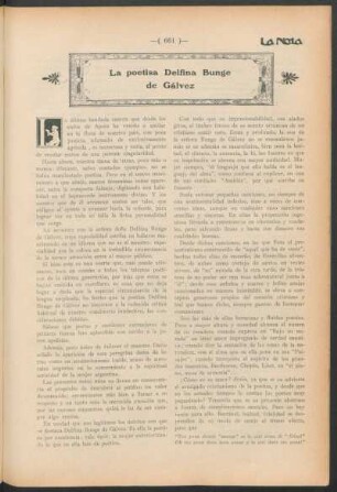 La poetisa Delfina Bunge de Gálvez