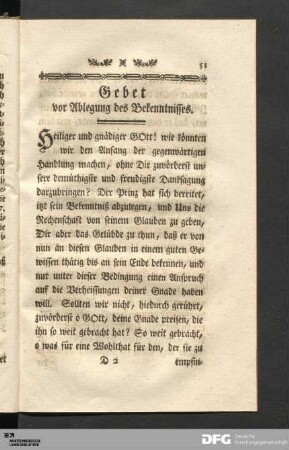 Gebet vor Ablegung des Bekenntnisses.