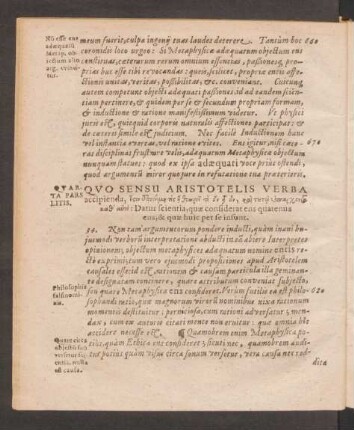Quarta Pars Litis. Quo Sensu Aristotelis Verba accipienda ...