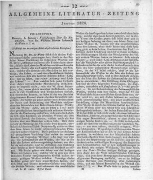 Wette, W. M. L. de: Vorlesungen über die Sittenlehre. T. 1. Die allgemeine Sittenlehre. Bd.1-2. Berlin: Reimer 1823 (Beschluss der im vorigen Stück abgebrochenen Recension)