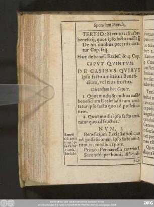 Caput Quintum. De Casibus Quibus ipso facto amittitur Beneficium, vel eius fructus