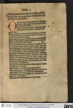 Sequuntur nunc autoritates philosophi primi amatoris sapientie, et primo primi libri Metaphisice.