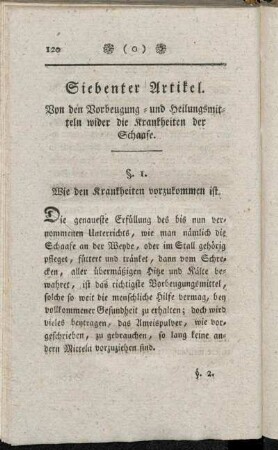 Siebenter Artikel. Von den Vorbeugung- und Heilungsmitteln wider die Krankheiten der Schaafe.