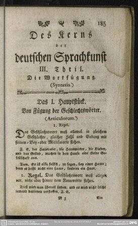III. Theil. Die Wortfügung. (Syntaxis.)
