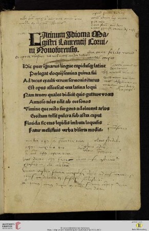 LAtinum Jdioma Ma-gistri Laurentij Corui-ni Nouoforensis.