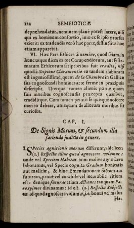 Cap. I. De Signis Morum, & secundum illa faciendo iudicio in genere