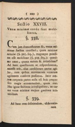 Sectio XXVIII. Venae minimae corde sunt mobiliores.
