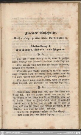 Zweiter Abschnitt. Nothwendige geometrische Vorkenntnisse