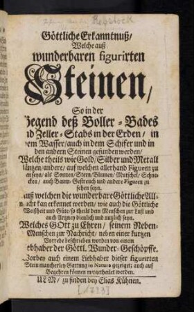 1-56, Göttliche Erkanntnuß / Welche auß wunderbaren figurirten Steinen, ...
