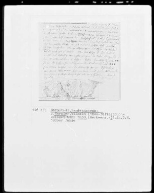 Gebirgslandschaft mit Tagebuchnotizen