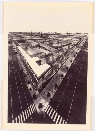 Geschäftshaus Knesebeckstraße/Kurfürstendamm, Berlin-Charlottenburg: Perspektivische Ansicht (Vogelschau)